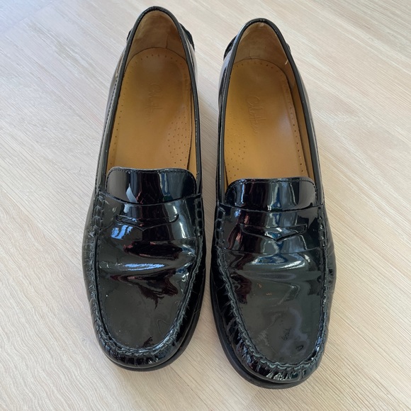COLE HAAN Black Patent Leather Penny Loafers Academia Office Preppy - Picture 2 of 16